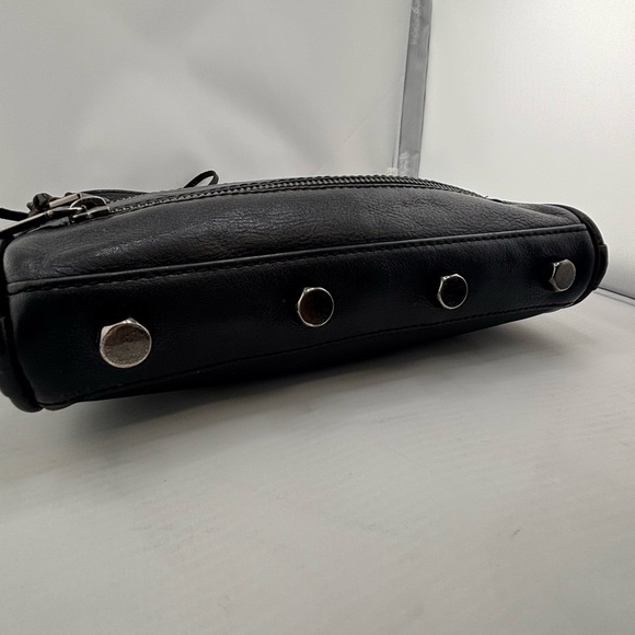 Rebecca Minkoff 3-Zip Front Leather Crossbody Bag Black Gunmetal - Picture 8 of 15